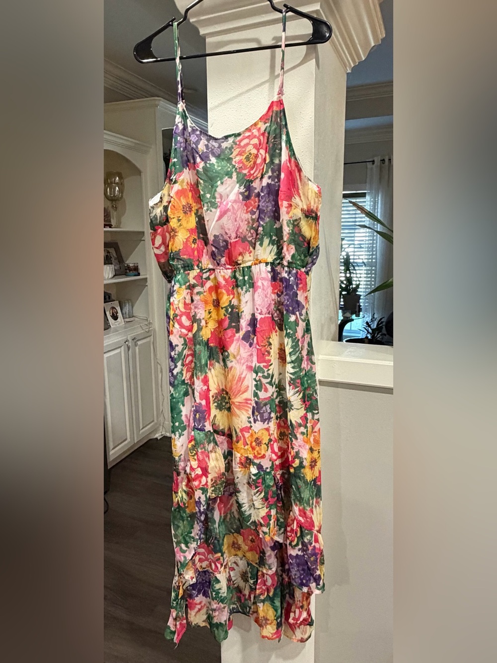 Hayden Multicolor Floral hi-lowSleeveless Sundress - Pink, Yellow, Green, Purple